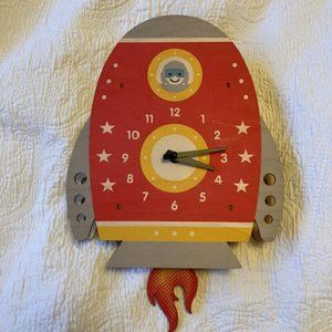 IN HONOR OF THE SOLAR ECLIPSE - Modern Moose Wooden Astronaut in a Rocket Clock